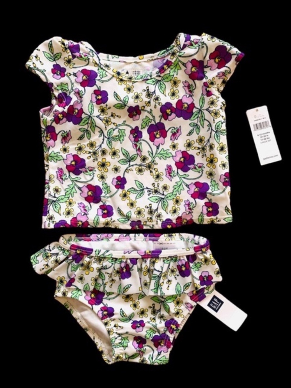 Baby GAP Purple Floral Print 2-Piece Swimsuit